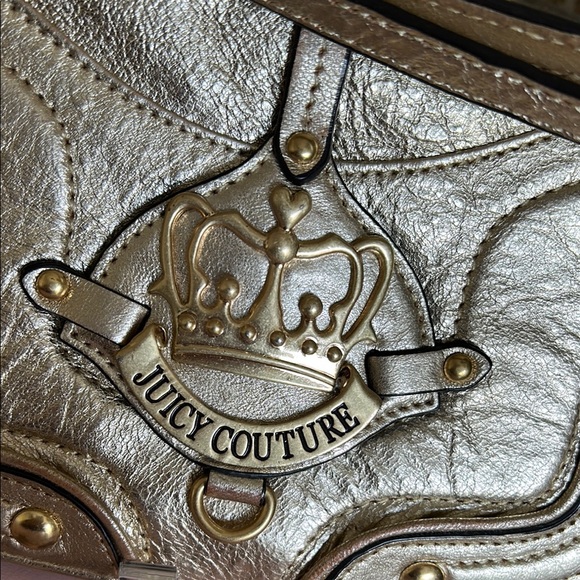 Vintage Juicy Couture Metallic Platinum/Gold wristlet with Iconic crown and logo - Picture 4 of 16